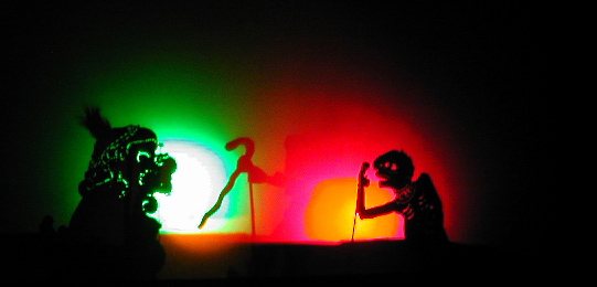 Shadow puppet kragioso with cane
